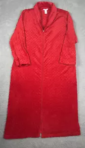 Serenada House Coat Womens Plush Full Zip Pockets Swiss Dot Cozy Red Size 0X - Picture 1 of 6