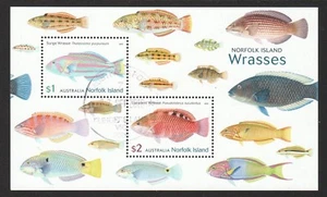 AUSTRALIA NORFOLK ISLAND 2018 RINGE MARINEFISCH SOUVENIRBLATT 2 BRIEFMARKEN GEBRAUCHT - Bild 1 von 4