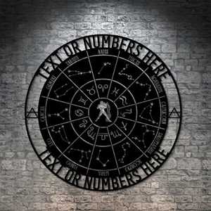 Signo de metal personalizado de rueda del zodiaco de Acuario | decoración de pared astrología hecha a medida - Imagen 1 de 5