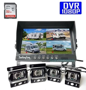 4x HD 1080P Reversing Rear View Backup Camera Kit + 9" IPS 4CH Split DVR Monitor - Picture 1 of 12