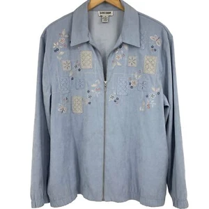 Womens Alfred Dunner Size 18 Jacket Powder Blue 2080 Embellished Grandmacore - Picture 1 of 9