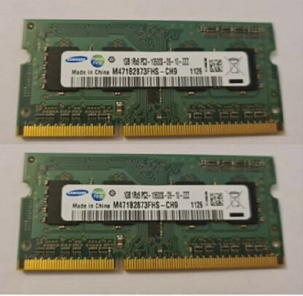 KIT Mémoire SO-DIMM 2 Go SAMSUNG (2 Barrettes de 1Go) DDR3 PC3-10600s  - Photo 1/1