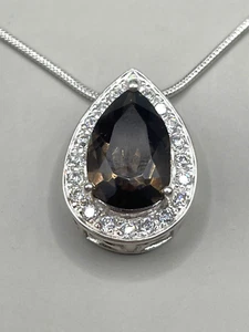 Designer Ross Simons Smoky & White Topaz Sterling Silver Pendant & 17" Necklace - Picture 1 of 3