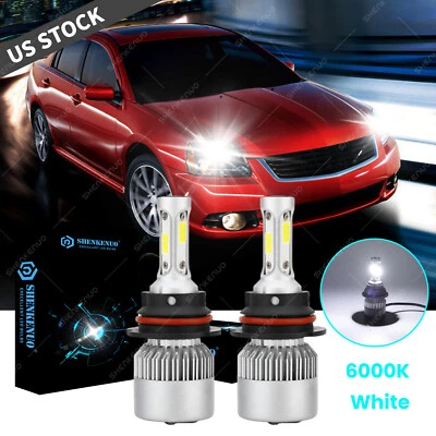 Kit de faros LED 9007 HB5 blancos bombillas altas/bajas para MITSUBISHI Galant 2004-2012 2x Foto 1 de 4