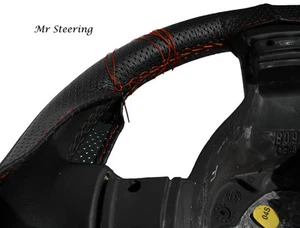 Para Suzuki Jimny Real Cuero Perforado Cubierta para Volante 96-04 Naranja St - Imagen 1 de 3