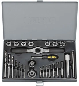 Kit set 27 maschi maschio a mano e filiere per filettatura girafiliere acciaio - Foto 1 di 4