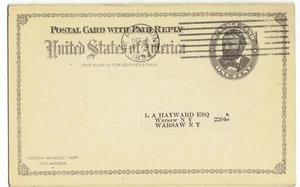 USPS Scott- UY1 -Antique 1c- Black On Buff Reply Card Ulysses S Grant Used - Picture 1 of 3