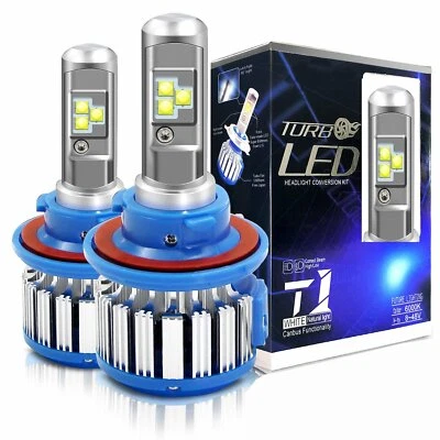 T1 Turbo Canbus H13 9008 LED Headlight Bulbs 6000K High Low Beam White Car Light - Image 1 of 4