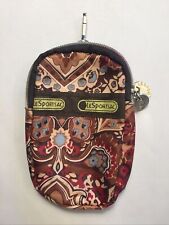 LeSportsac Brown Paisley Travel Pouch Two Compartment With Clip