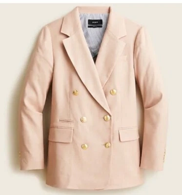 Blazer J.Crew 2 Bristol en Rosa Pálido Elastizado Mezcla de Lino Chaqueta Doble Pecho Foto 1 de 4