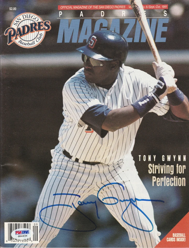 TONY GWYNN SIGNED AUTO'D SEP/OCT 1991 PROGRAM PSA/DNA COA SAN DIEGO PADRES HOF - Image 1 of 1
