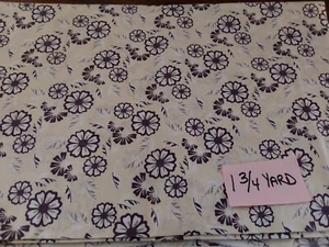 JoAnns Cotton Quilting Fabric 1 3/4 Yards Purple Cream Floral Sewing - Picture 1 of 1