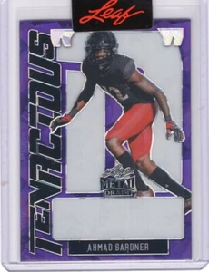 AHMAD "SAUCE" GARDNER 2022 LEAF METAL TENACIOUS D PURPLE PRIZM PROOF RC 1/1 JETS - Picture 1 of 2