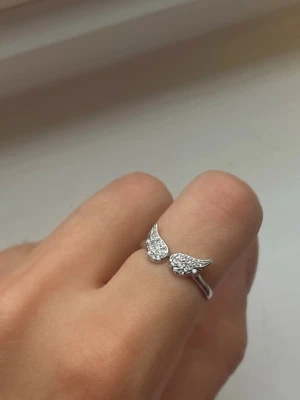 2 Ct Round Simulated Diamond Adjustable Angel wings Ring 14k White Gold Plated - Image 1 of 4