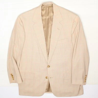 Abrigo deportivo Oxxford Clothes para hombre 42R 43R marrón claro naranja a cuadros lana cachemir  Foto 1 de 4