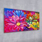 Wall Art Tempered Glass Print Beautiful modern pastel flowers 100x50