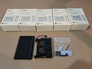 5x Just Pi Raspberry Pi 4 Aluminium Gehäuse mit 2 Lüftern - Bild 1 von 3