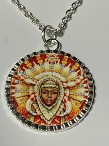 Collana con ciondolo principessa africana su argento tibetano 18" D-926 - Foto 1 di 2