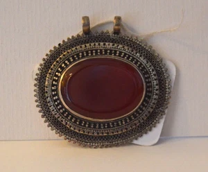 Antique  Afghan Carnelian Oval pendant,   set in a Tribal Silver Mix - Picture 1 of 6