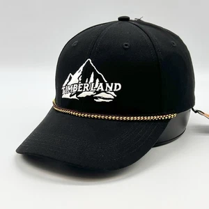 Timberland Mountain Logo Black Rope Snapback Hat One Size Adjustable Cap - Picture 1 of 9