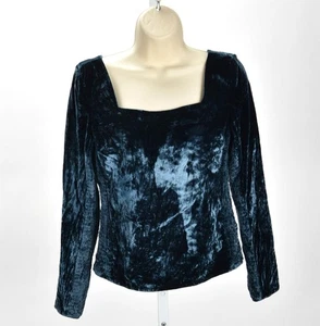 Rebecca Taylor Blue Velvet Long Sleeve Top Fully Lined Back Zip Size 4 - Picture 1 of 3