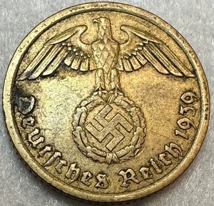 WWII GERMAN 1939 - A 10 REICHSPFENNIG THIRD REICH NAZI GERMANY COIN RL3129 - Bild 1 von 2