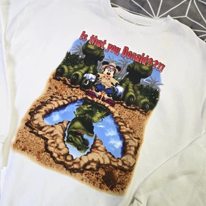 Vintage 90s Disney Dinoland Animal Kingdom Mickey Mouse Donald XL Sweatshirt NOS - Picture 1 of 19