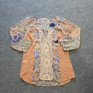 Meadow Rue Top Damen klein orange Häkel transparent Hippie Boho Festival anthro - Bild 1 von 11