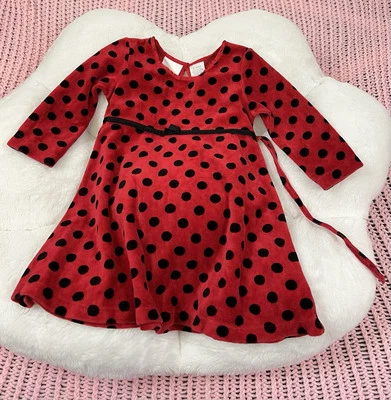 Vintage Miniwear Girls Dress Lady Bug Black Dots Infant Size 12 Mos. - Image 1 of 4