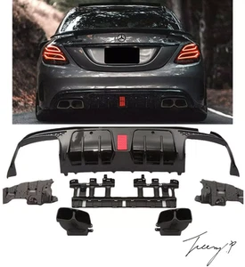 Gloss Black Brabus Rear Diffuser Mercedes Benz C Class W205 AMG Line (2014-2018) - Picture 1 of 6