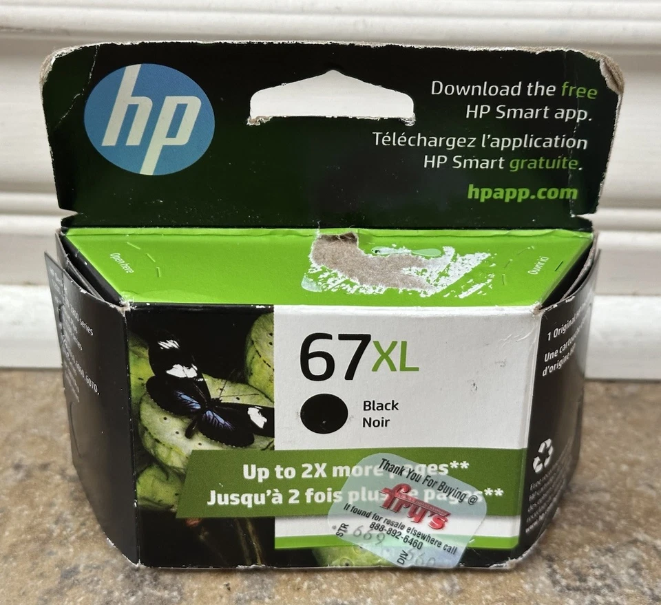 HP Ink Cartridge 67 XL High Yield Black Color Exp 09/2026 - Image 1 of 3