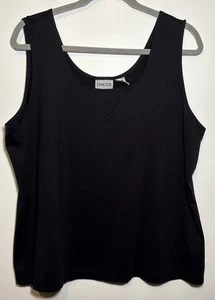 Chicos Tank Top Womens 3 US Black Sleeveless Scoop Neck Nylon Stretch Layering - Picture 1 of 5
