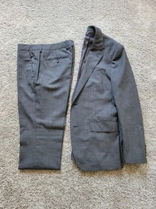 Bonobos JETSETTER VBC Wool Suit Men 40 R 33x33 Gray Black Houndstooth Check SLIM - Picture 1 of 13