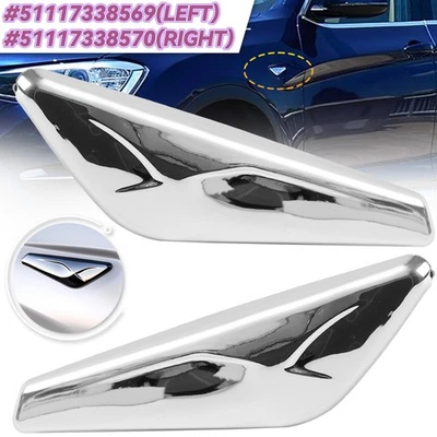 For BMW X3 F25 X4 F26 2015-2017 Left + Right Side Fender Chrome Emblem Moulding Foto 1 de 4