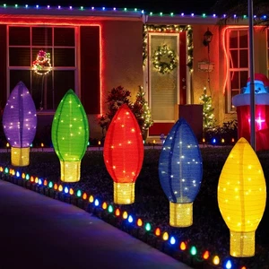 5 Pack Large Lighted Outdoor Christmas Decoration 2.4 ft Pop up Collapsible C... - Bild 1 von 6