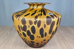 Maestri Vetrai Schildpatt Muster Kunst Glas Vase, Murano Italien mit Aufkleber - Bild 1 von 11