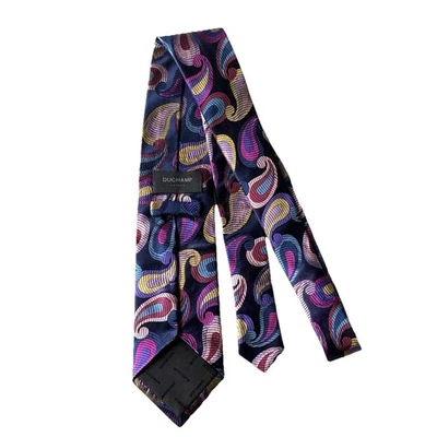 Gravata masculina de luxo colorida Duchamp London paisley 100% seda - Imagem 1 de 4
