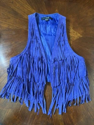 Chaleco de gamuza púrpura XXI talla pequeña flecos de cuero real Foto 1 de 4