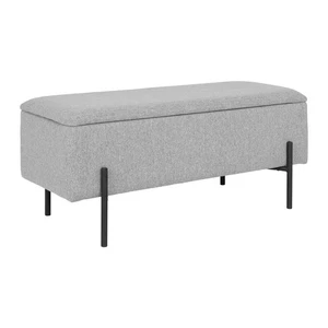 House Nordic WATFORD Sitzbank Polsterbank mit Stauraum Hellgrau Stoff 95 x 37 cm - Bild 1 von 4