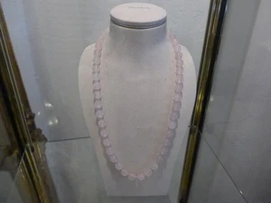 Rosenquarz Halskette Perlen einzeln geknotet Damenhalskette 27cm lang - Bild 1 von 6