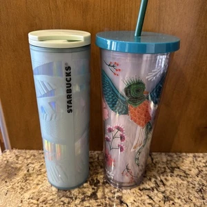 2 Starbucks Becher 24oz Floral Blue Quetzal Bird Venti Cold Cup 2017 16oz hot - Bild 1 von 7