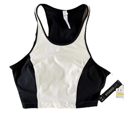 NWT Under Armour Sports Bra StudioLux Cropped Tank Top Black White Size L New - Image 1 of 4