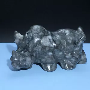 123g Natural Crystal.shellstone.Hand-carved.Exquisite rhinoceros statues ah687 - Picture 1 of 4