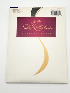 Vtg Hanes Silk Reflections Tailored Rib Control Top Pantyhose E77 Size AB Green - Picture 1 of 8