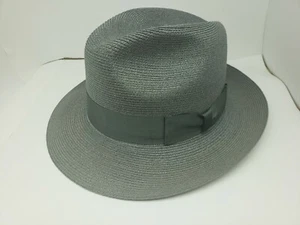 BILTMORE MILAN PINCH SLATE GRAY STRAW FEDORA MADE IN CANADA - Picture 1 of 8
