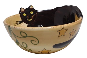 Halloween Wonderland Bowl Tabletops Lifestyle Anthropomorphic Black Cat pottery - Picture 1 of 9