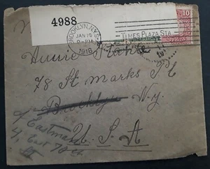 1918 Sweden Censor cover to USA ties 3 King Gustav V stamps  - Picture 1 of 3