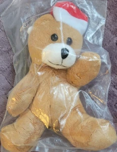 7" Plush Christmas Brown Teddy Bear Santa Hat Stuffed Animal - Picture 1 of 2