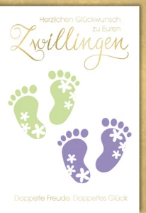 Geburt – Baby – Freudiges Ereignis – Zwillinge - Glückwunschkarte im Format 11,5 - Bild 1 von 1