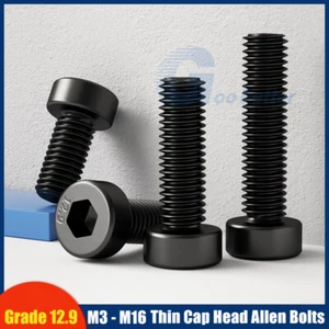 Thin Cap Head Screw Allen Bolts Socket Screws High Strength Grade 12.9 M3 - M16 - Picture 1 of 8